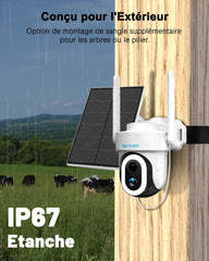 IP67 waterproof, solar powered security camera