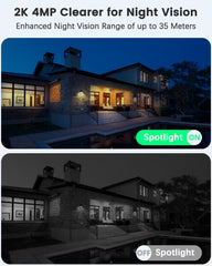2K 4MP Clear for Night Vision, outdoor security camera wireless
