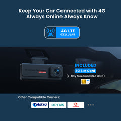 4G LTE Car Dash Camera Front and Cabin with SIM Card