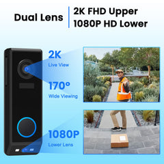 Dual-Lens Doorbell Camera Wireless With Chime P10