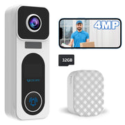 UCOCARE 4MP QHD Wireless Video Doorbell with 32GB Card, No Monthly Fee, AI Human Detection, Night Vision and Two-Way Talk