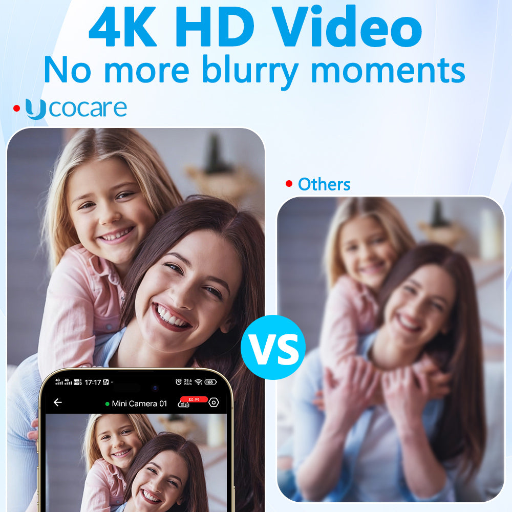 4K Small No Wifi Security Camera with Night Vision UCOCARE C08 Mini Camera Wireless with 3 Modes