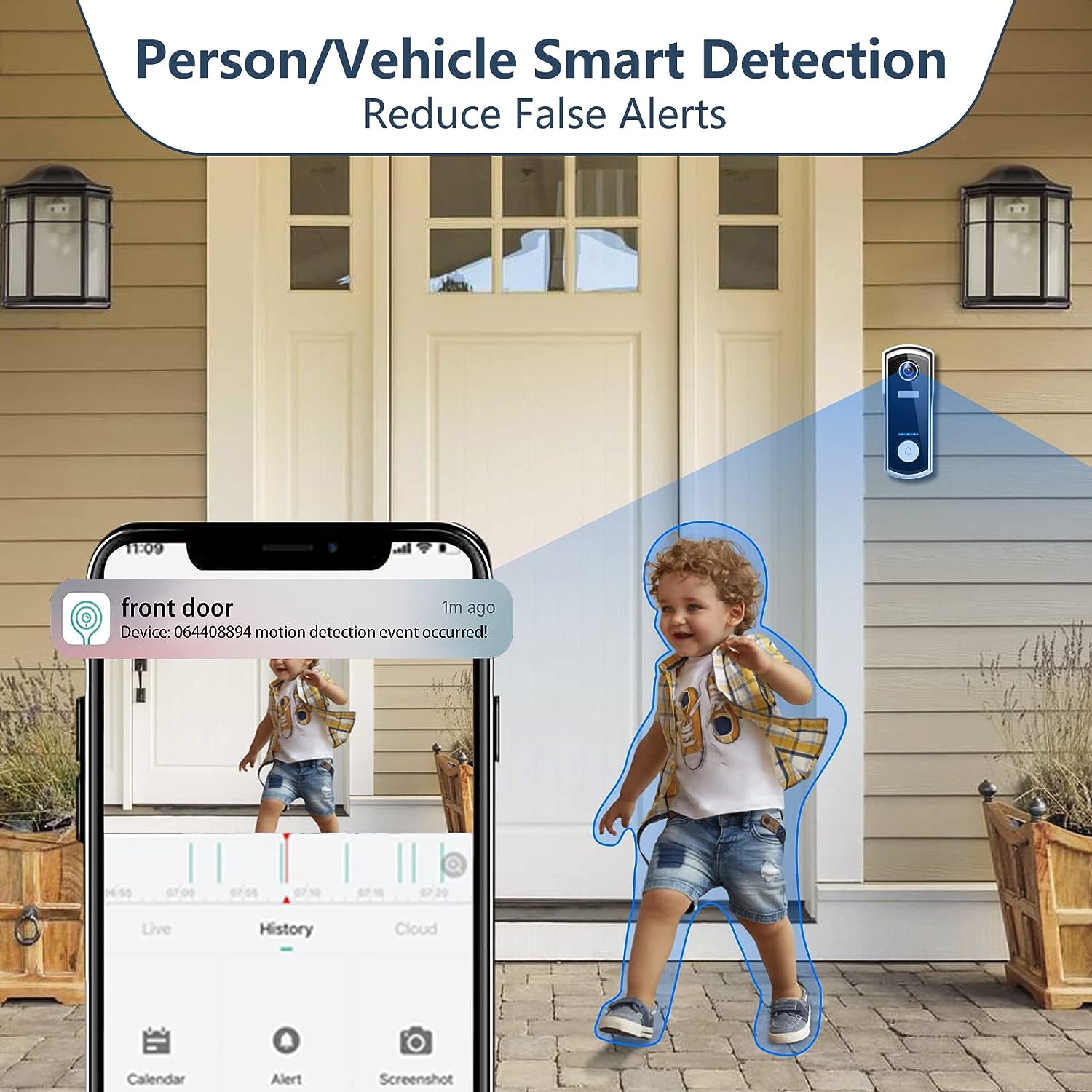 UCOCARE Video Doorbell Wireless With Chime, 2K 3MP WiFi Camera 10000mah Battery Pir Motion Detection Voice Message Night Vision 2 Way Audio~p122118706