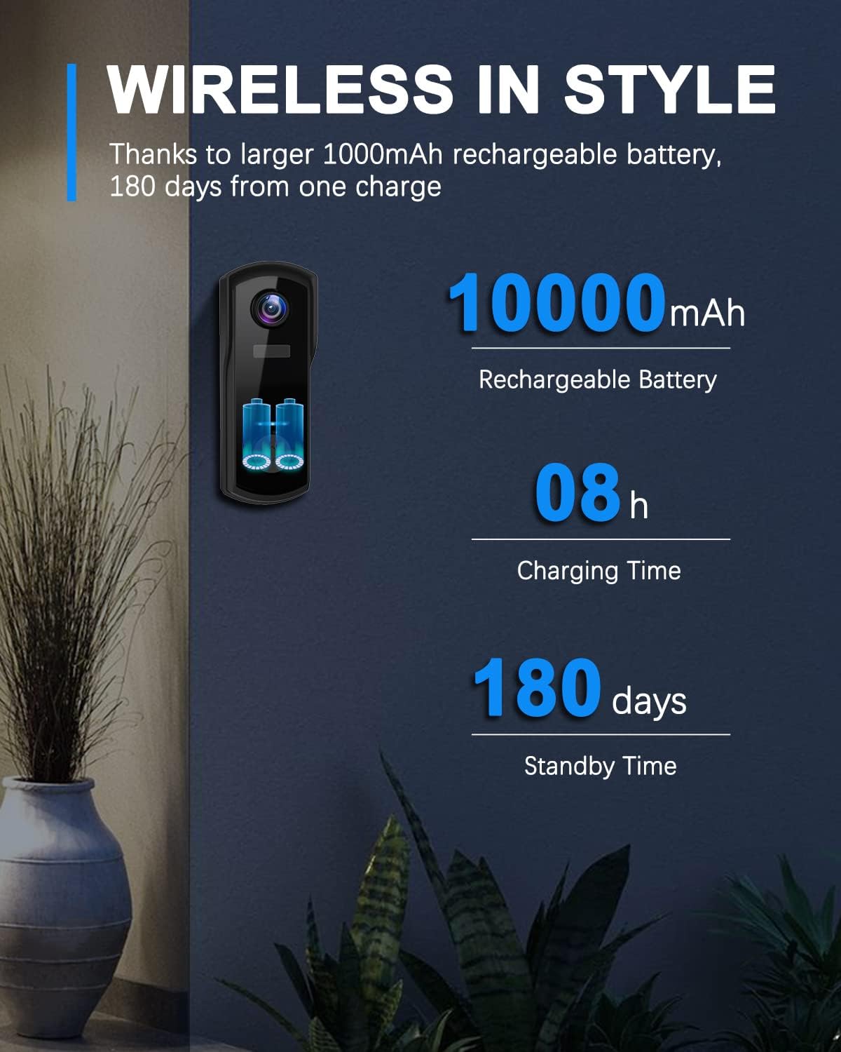 rechargeble battery wireless door bell