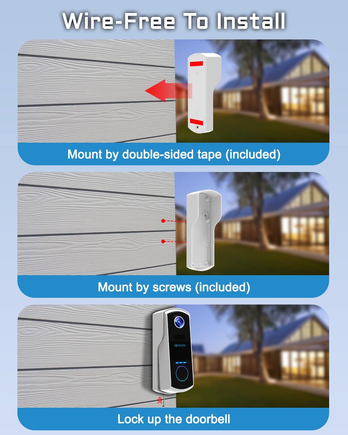 wire-free to install wireless doorbell camera