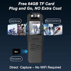 Mini Sports Camera CS15, Body Camera with 64GB TF Card