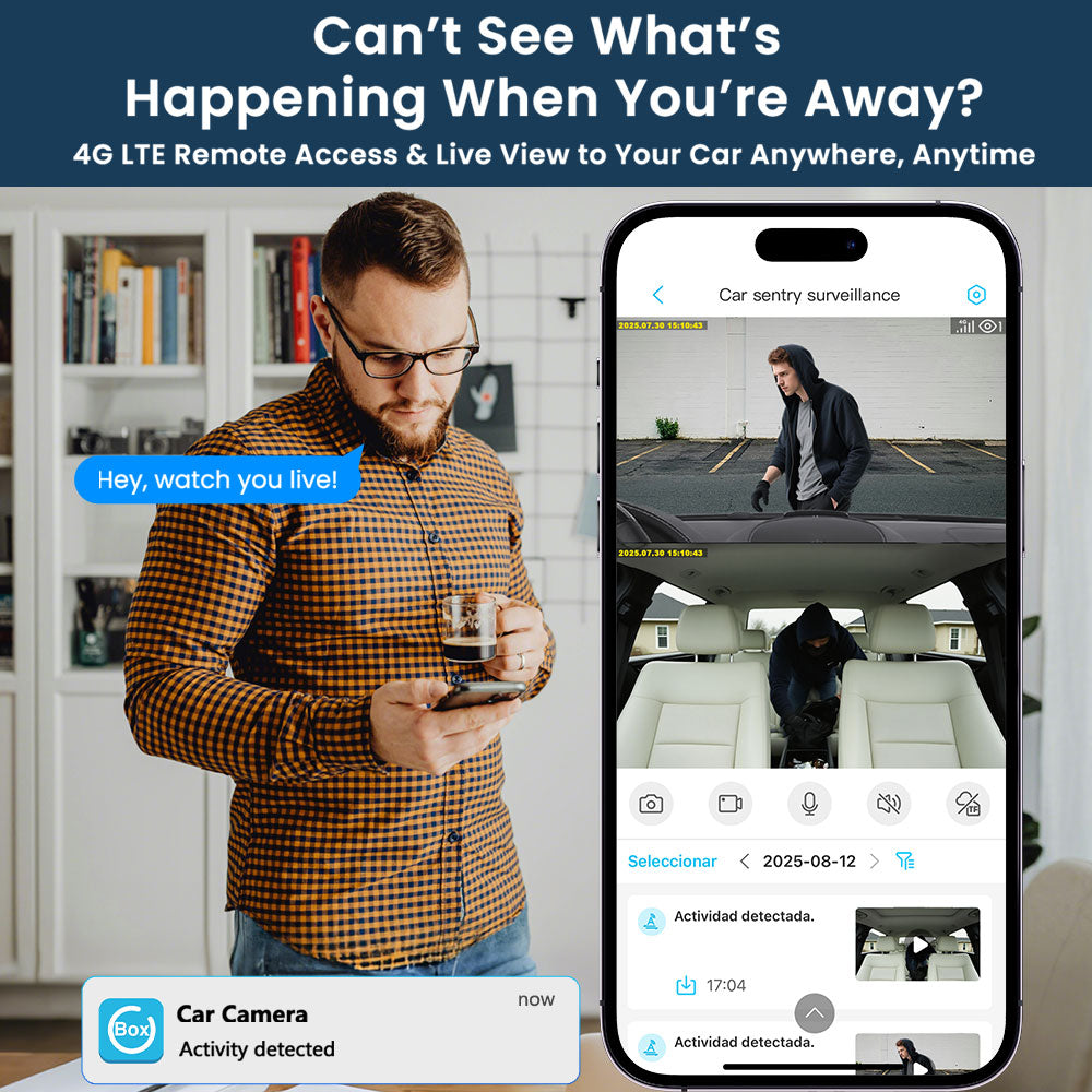 4G LTE Car Dash Camera Front and Cabin with SIM Card