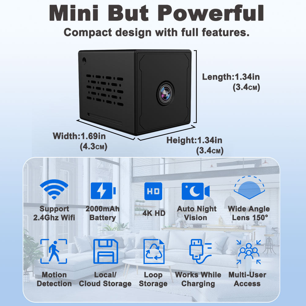 MA3 Spy Camera, 4K HD Mini Camera for Home Security