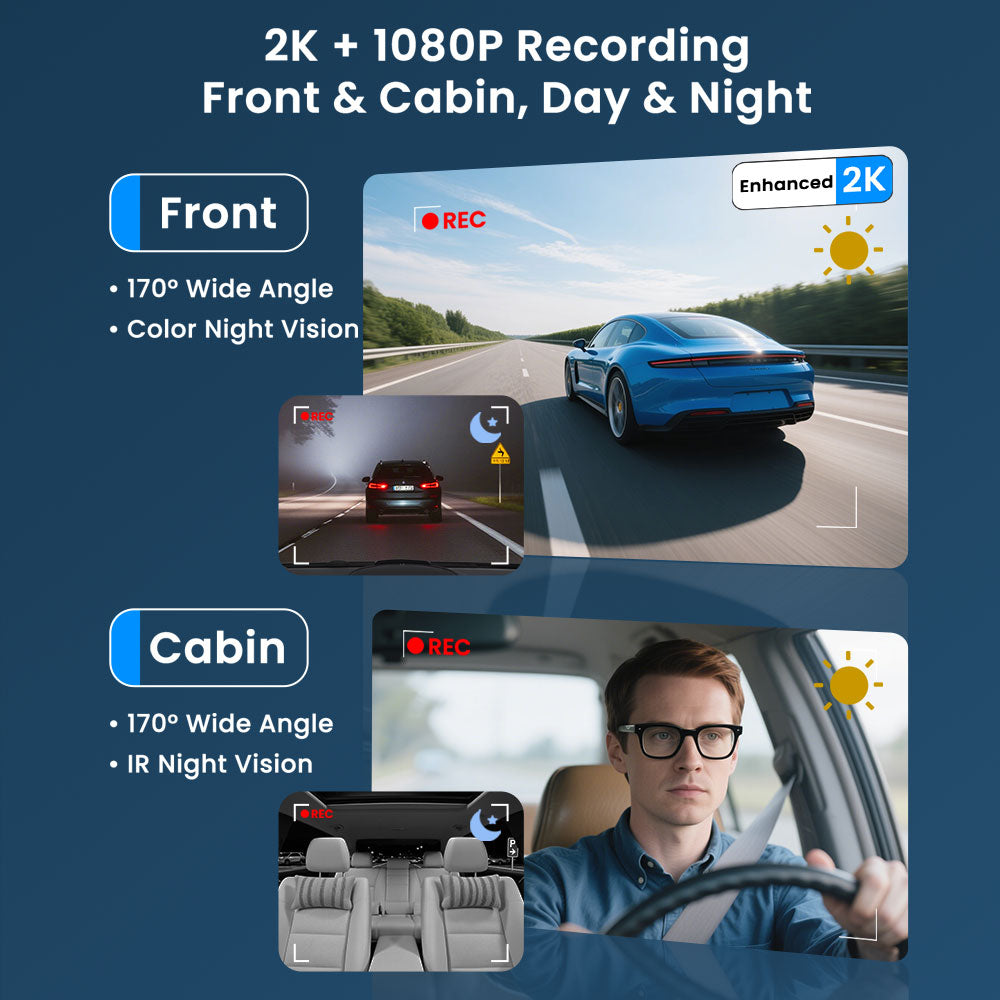 4G LTE Car Dash Camera Front and Cabin with SIM Card